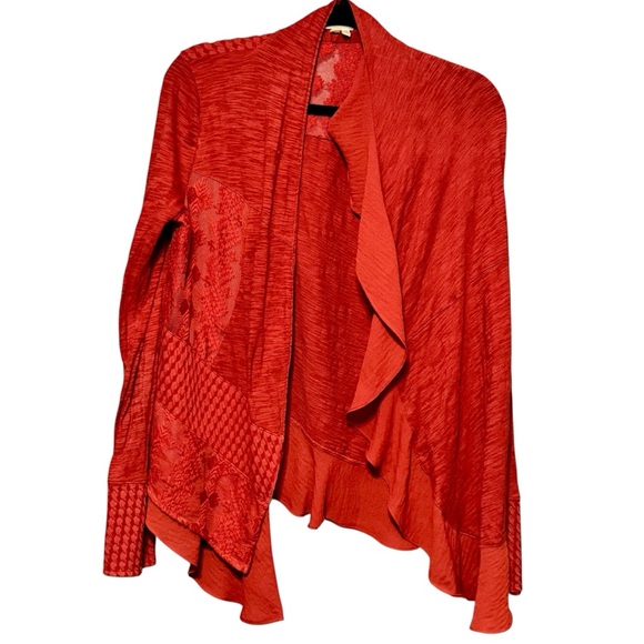 Meadow Rue Anthropologie Paso Doble Mixed Media Cotton Embroidered Cardigan - Picture 3 of 13